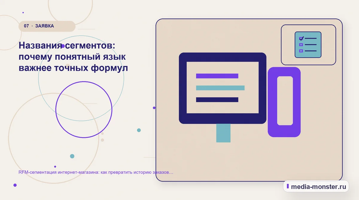 Изображение 7: Каналы и точки контакта — RFM-сегментация интернет-магазина: как превратить историю заказов в понятные группы покупателей | Media Monster Каналы и точки контакта. Названия сегментов: почему понятный язык важнее точных формул: иллюстрация к статье «RFM-сегментация интернет-магазина: как превратить историю заказов в понятные…
