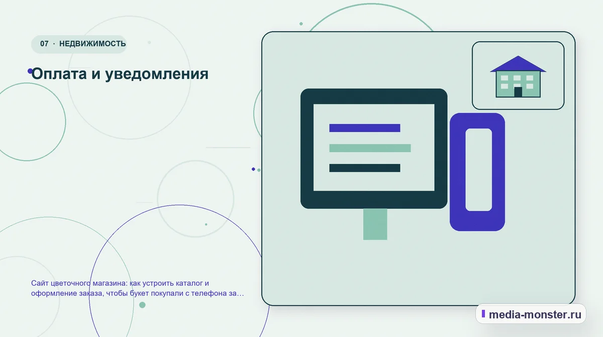 Изображение 7: Каналы и точки контакта — Сайт цветочного магазина: как устроить каталог и оформление заказа, чтобы букет покупали с телефона за пару минут | Media Monster Каналы и точки контакта. Оплата и уведомления: иллюстрация к статье «Сайт цветочного магазина: как устроить каталог и оформление заказа, чтобы букет покупали с телефона за пару минут»