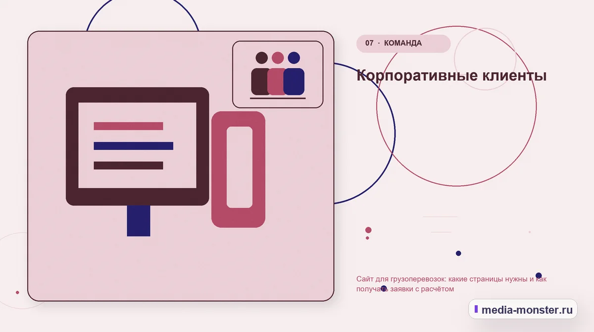 Изображение 7: Каналы и точки контакта — Сайт для грузоперевозок: какие страницы нужны и как получать заявки с расчётом | Media Monster Каналы и точки контакта. Корпоративные клиенты: иллюстрация к статье «Сайт для грузоперевозок: какие страницы нужны и как получать заявки с расчётом»