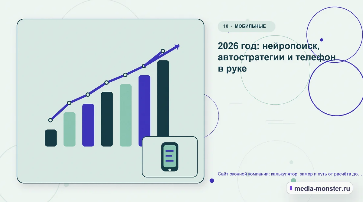 Итог и следующий шаг. 2026 год: нейропоиск, автостратегии и телефон в руке: иллюстрация к статье «Сайт оконной компании: калькулятор, замер и путь от расчёта до договора»