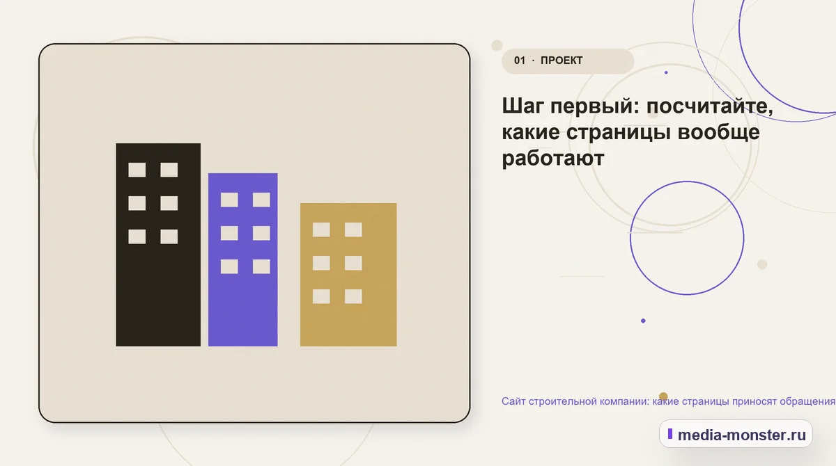 Сайт строительной компании: какие страницы приносят обращения, а какие только занимают место — иллюстрация к разделу «Шаг первый: посчитайте, какие страницы вообще работают»
