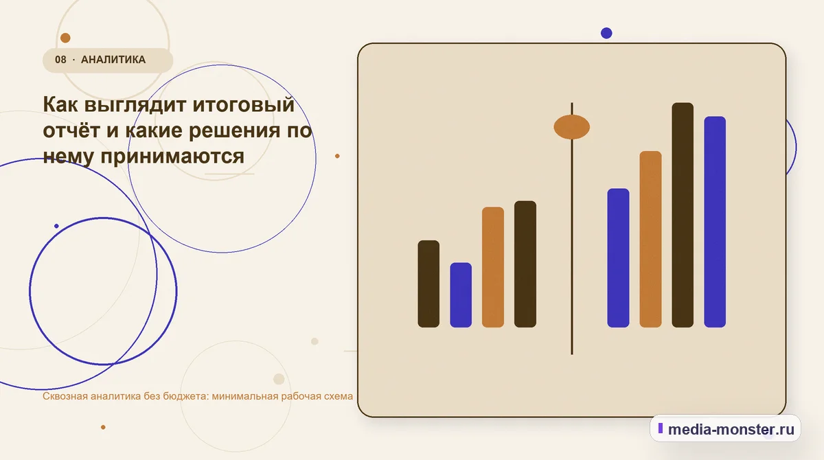 Сравнение вариантов. Как выглядит итоговый отчёт и какие решения по нему принимаются: иллюстрация к статье «Сквозная аналитика без бюджета: минимальная рабочая схема»