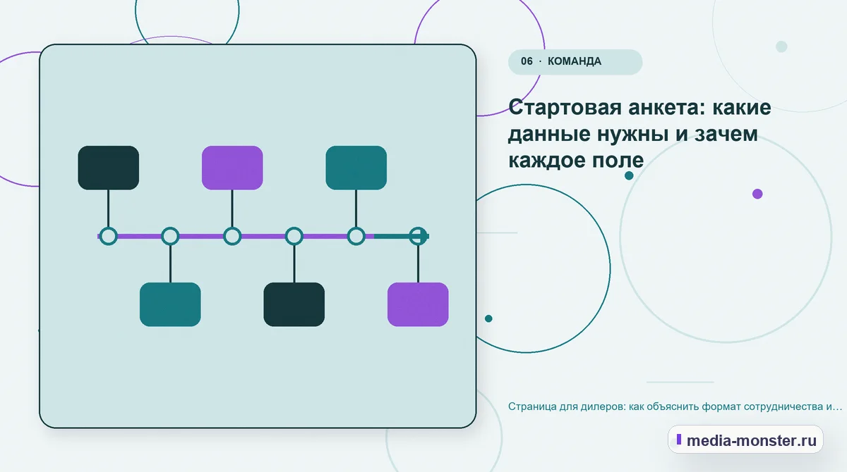 Страница для дилеров: как объяснить формат сотрудничества и собрать содержательную заявку — иллюстрация к разделу «Стартовая анкета: какие данные нужны и зачем каждое поле»