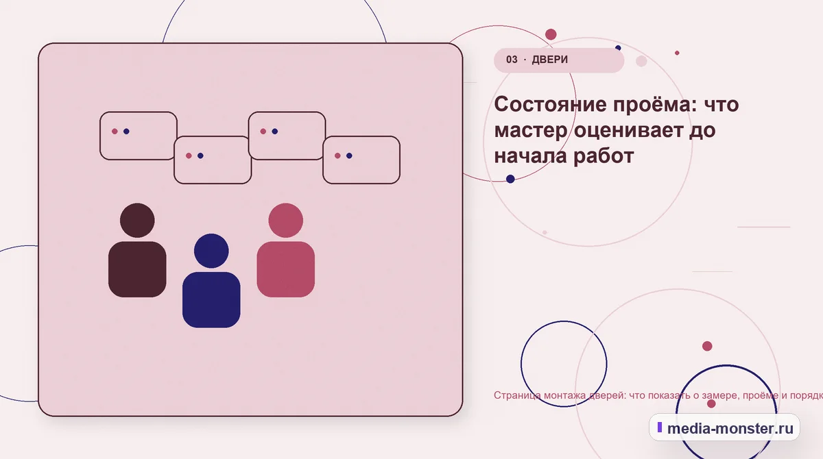 Страница монтажа дверей: что показать о замере, проёме и порядке работ — иллюстрация к разделу «Состояние проёма: что мастер оценивает до начала работ»
