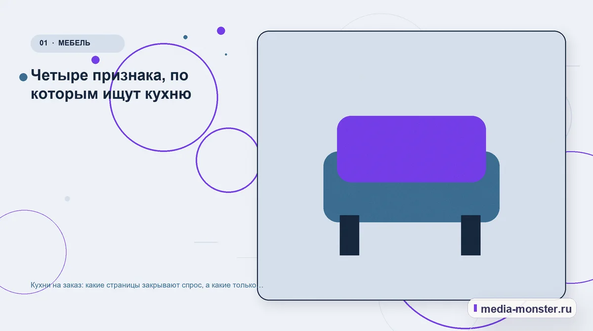 Кухни на заказ: какие страницы закрывают спрос, а какие только мешают — иллюстрация к разделу «Четыре признака, по которым ищут кухню»
