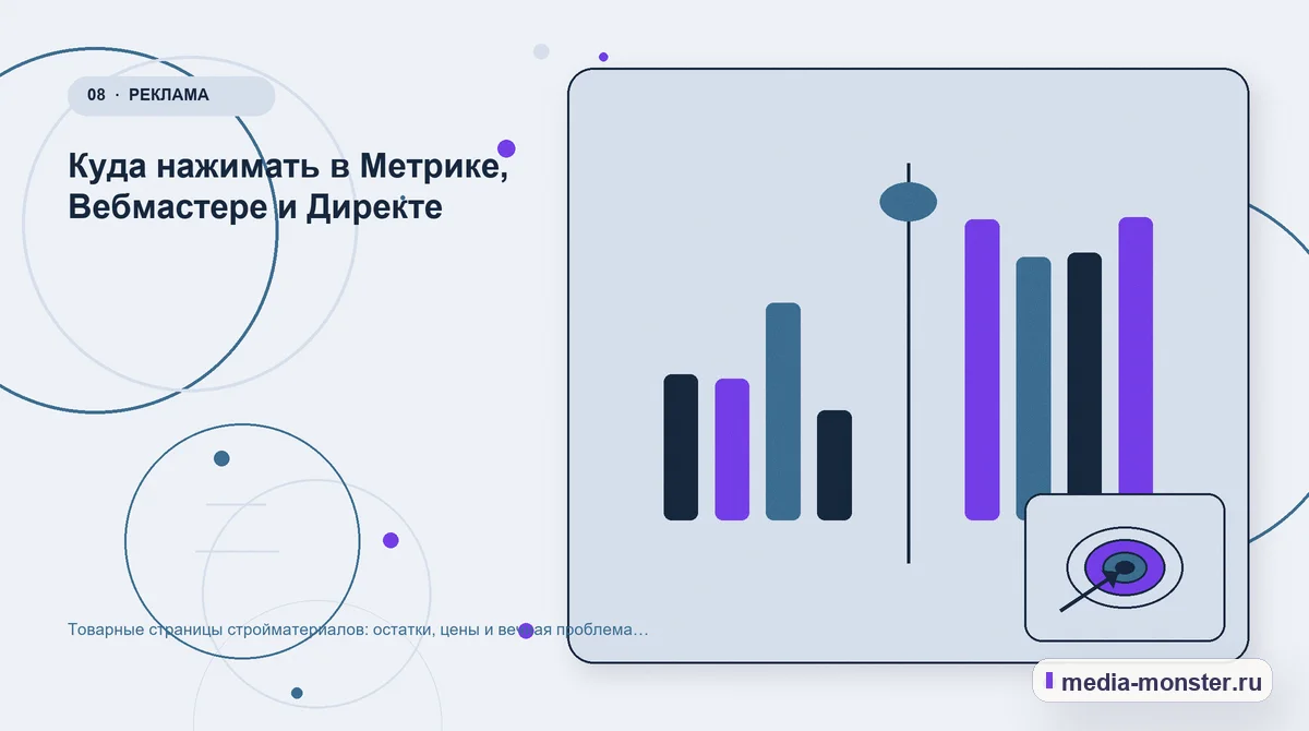 Изображение 8: Сравнение вариантов — Товарные страницы стройматериалов: остатки, цены и вечная проблема наличия | Media Monster Сравнение вариантов. Куда нажимать в Метрике, Вебмастере и Директе: иллюстрация к статье «Товарные страницы стройматериалов: остатки, цены и вечная проблема наличия»