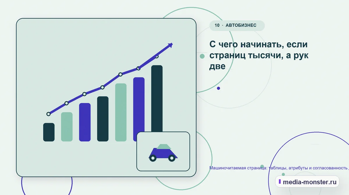 Изображение 10: Итог и следующий шаг — Машиночитаемая страница: таблицы, атрибуты и согласованность данных | Media Monster Итог и следующий шаг. С чего начинать, если страниц тысячи, а рук две: иллюстрация к статье «Машиночитаемая страница: таблицы, атрибуты и согласованность данных»
