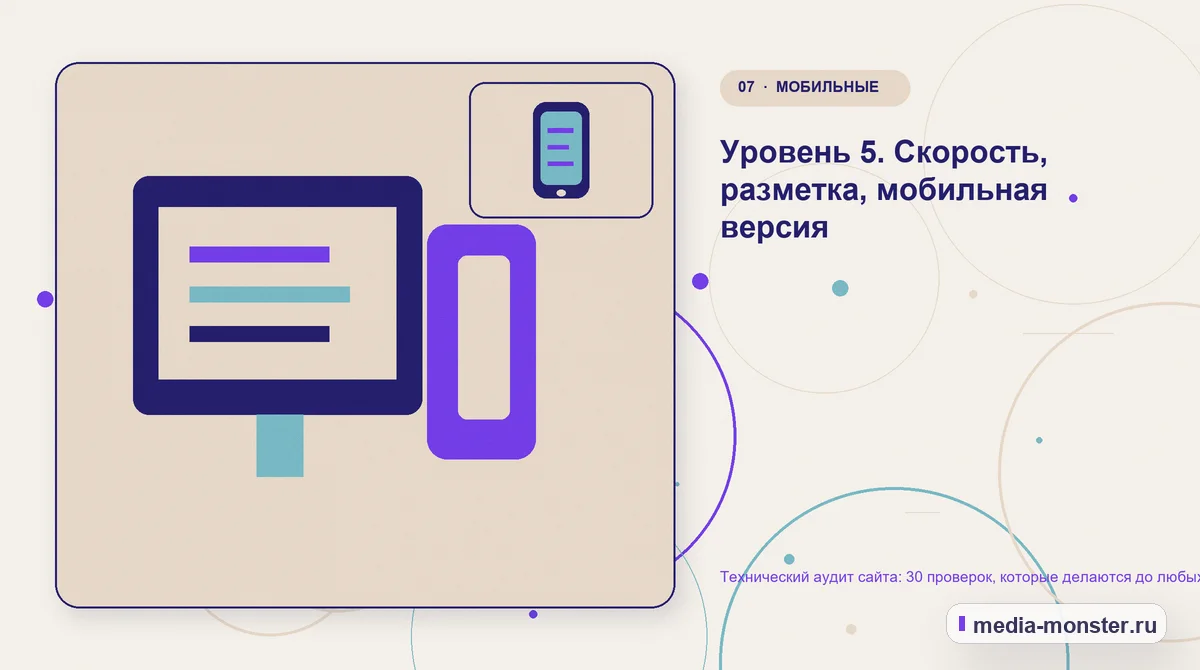 Изображение 7: Каналы и точки контакта — Технический аудит сайта: 30 проверок, которые делаются до любых работ | Media Monster Каналы и точки контакта. Уровень 5. Скорость, разметка, мобильная версия: иллюстрация к статье «Технический аудит сайта: 30 проверок, которые делаются до любых работ»