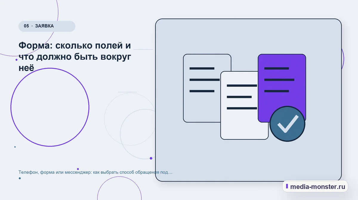 Данные и доказательства. Форма: сколько полей и что должно быть вокруг неё: иллюстрация к статье «Телефон, форма или мессенджер: как выбрать способ обращения под свою нишу»