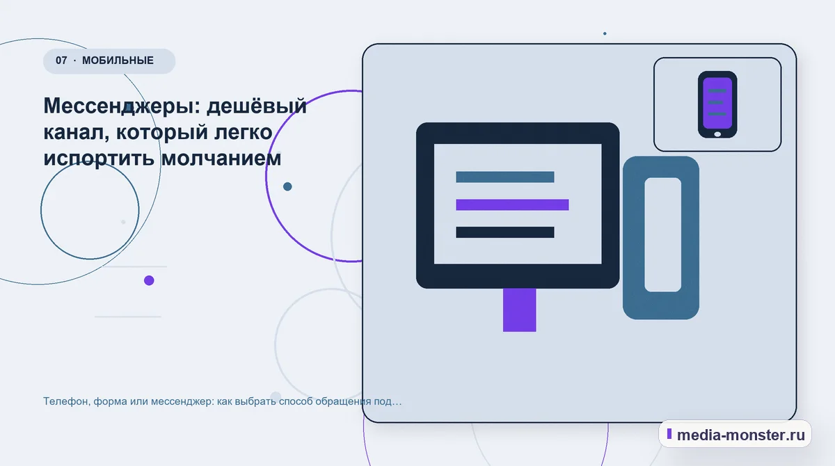 Каналы и точки контакта. Мессенджеры: дешёвый канал, который легко испортить молчанием: иллюстрация к статье «Телефон, форма или мессенджер: как выбрать способ обращения под свою нишу»