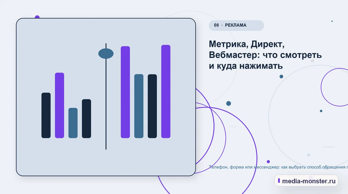 Изображение 8: Сравнение вариантов — Телефон, форма или мессенджер: как выбрать способ обращения под свою нишу | Media Monster Сравнение вариантов. Метрика, Директ, Вебмастер: что смотреть и куда нажимать: иллюстрация к статье «Телефон, форма или мессенджер: как выбрать способ обращения под свою нишу»