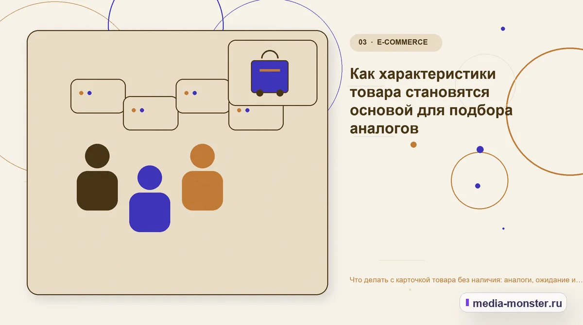 Изображение 3: Аудитория и сценарий выбора — Что делать с карточкой товара без наличия: аналоги, ожидание и сохранение поискового спроса | Media Monster Аудитория и сценарий выбора. Как характеристики товара становятся основой для подбора аналогов: иллюстрация к статье «Что делать с карточкой товара без наличия: аналоги, ожидание и…