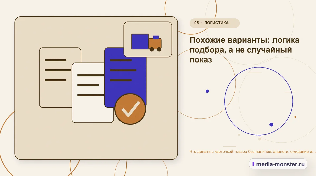 Изображение 5: Данные и доказательства — Что делать с карточкой товара без наличия: аналоги, ожидание и сохранение поискового спроса | Media Monster Данные и доказательства. Похожие варианты: логика подбора, а не случайный показ: иллюстрация к статье «Что делать с карточкой товара без наличия: аналоги, ожидание и сохранение поискового…