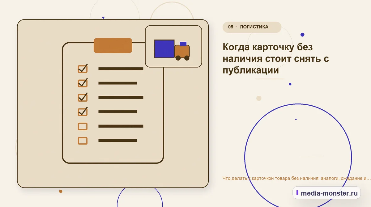 Контрольные показатели. Когда карточку без наличия стоит снять с публикации: иллюстрация к статье «Что делать с карточкой товара без наличия: аналоги, ожидание и сохранение поискового…