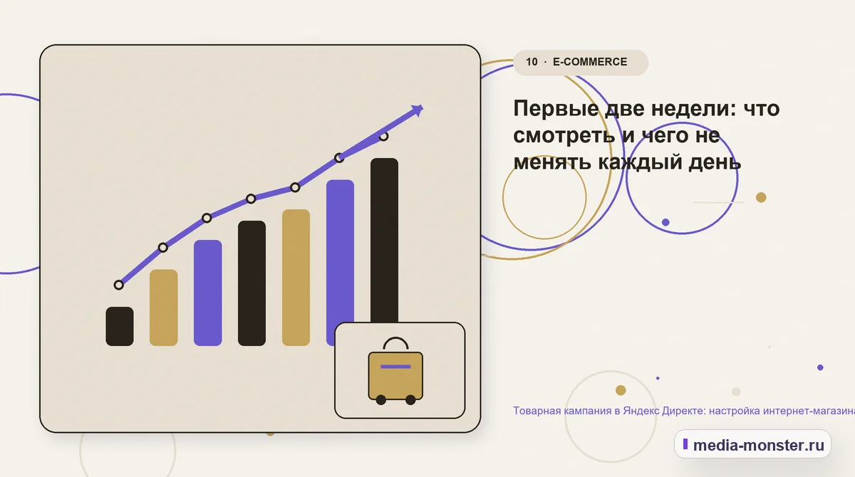 Изображение 10: Итог и следующий шаг — Товарная кампания в Яндекс Директе: настройка интернет-магазина без слепого запуска | Media Monster Итог и следующий шаг. Первые две недели: что смотреть и чего не менять каждый день: иллюстрация к статье «Товарная кампания в Яндекс Директе: настройка интернет-магазина без слепого запуска»