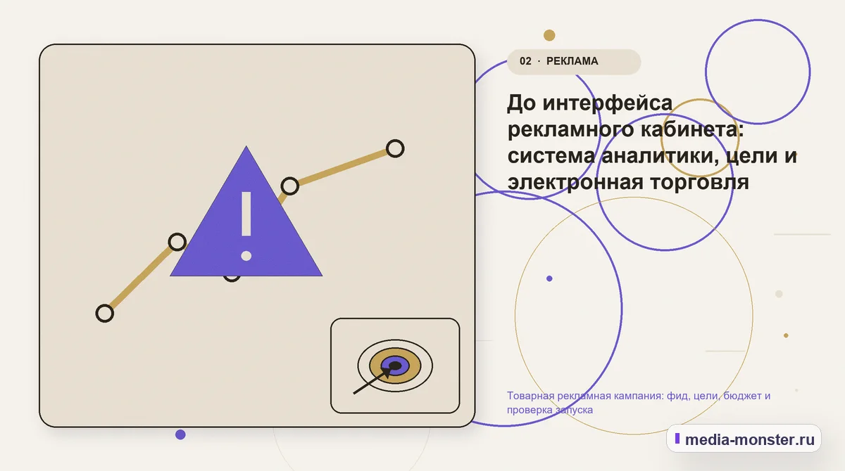 Изображение 2: Проблема и точка потери — Товарная рекламная кампания: фид, цели, бюджет и проверка запуска | Media Monster Проблема и точка потери. До интерфейса рекламного кабинета: система аналитики, цели и электронная торговля: иллюстрация к статье «Товарная рекламная кампания: фид, цели, бюджет и проверка…