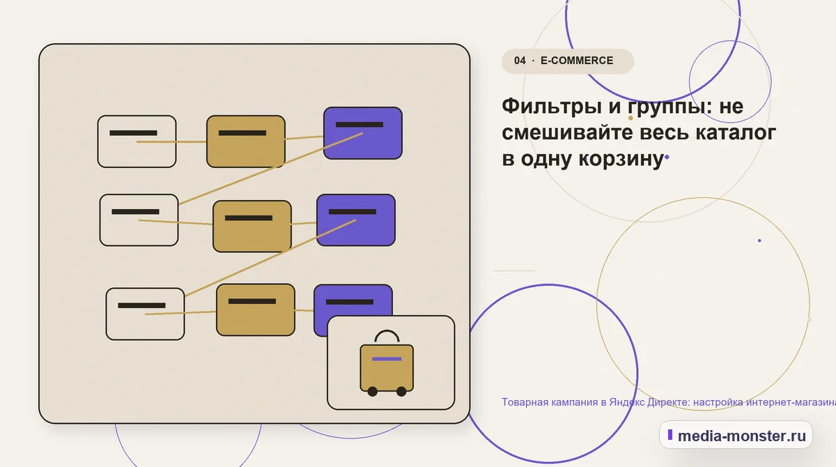 Изображение 4: Структура решения — Товарная кампания в Яндекс Директе: настройка интернет-магазина без слепого запуска | Media Monster Структура решения. Фильтры и группы: не смешивайте весь каталог в одну корзину: иллюстрация к статье «Товарная кампания в Яндекс Директе: настройка интернет-магазина без слепого запуска»
