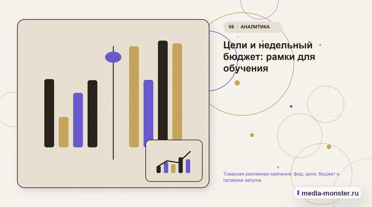 Изображение 8: Сравнение вариантов — Товарная рекламная кампания: фид, цели, бюджет и проверка запуска | Media Monster Сравнение вариантов. Цели и недельный бюджет: рамки для обучения: иллюстрация к статье «Товарная рекламная кампания: фид, цели, бюджет и проверка запуска»