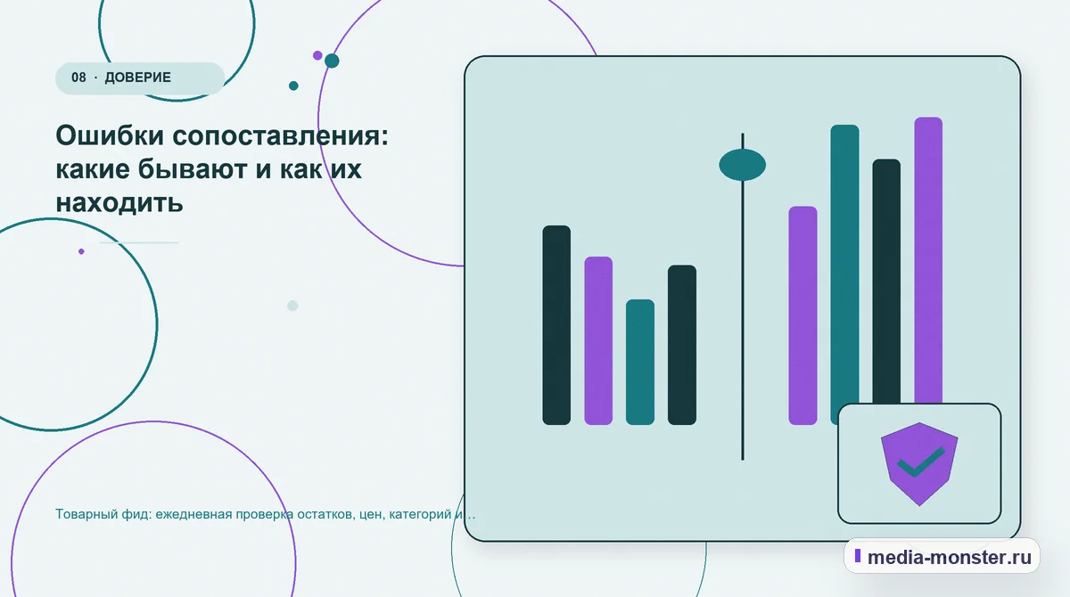 Сравнение вариантов. Ошибки сопоставления: какие бывают и как их находить: иллюстрация к статье «Товарный фид: ежедневная проверка остатков, цен, категорий и посадочных страниц»